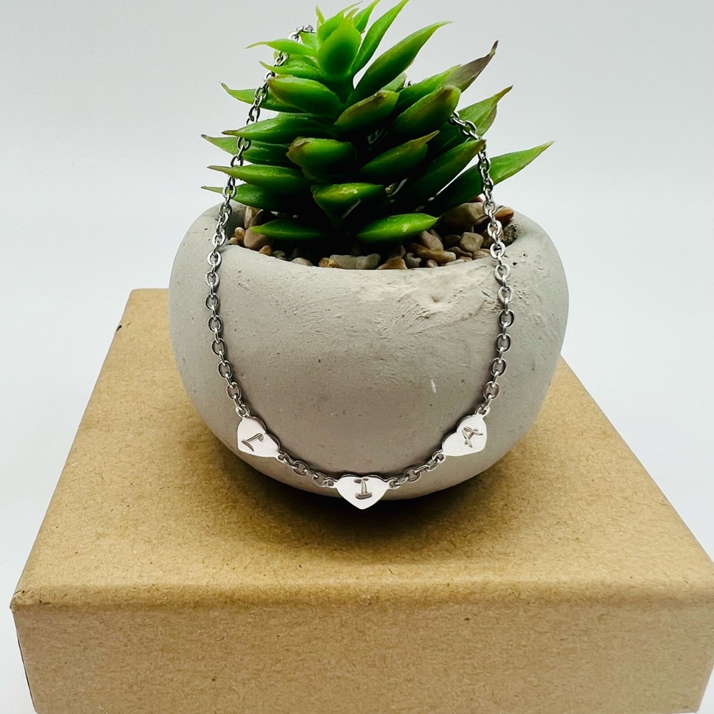 Sterling silver 1-3 heart necklace
